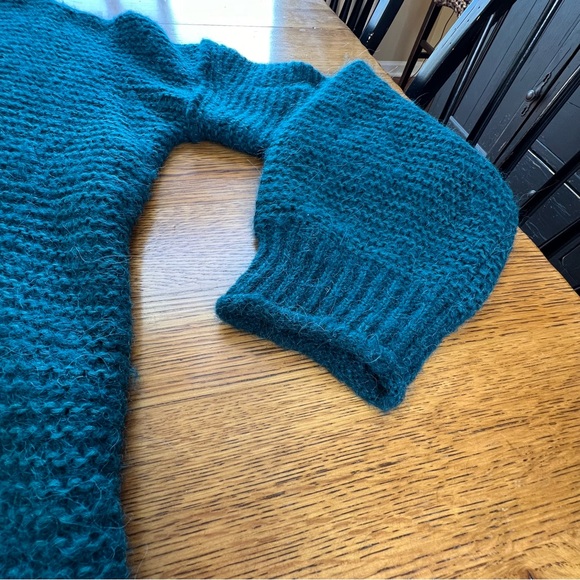 ⭐️ Free People All Mine V Neck Slouchy Alpaca Teal Blue Green Sweater MEDIUM - Picture 10 of 15